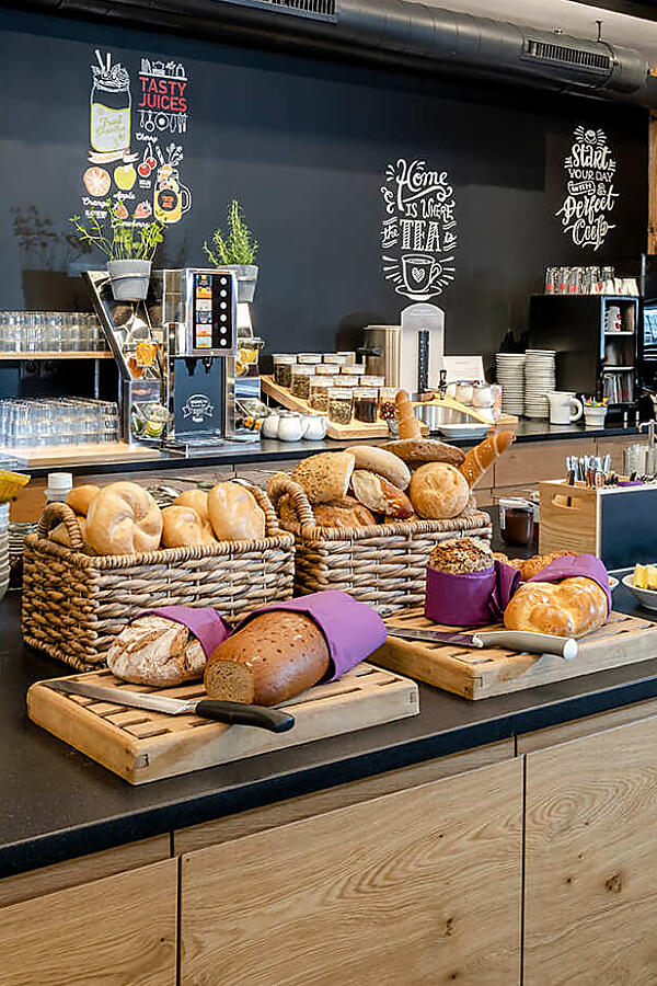 Breakfast buffet at Almlust – local & homemade Fresh breakfast buffet with bread, cheese, fruit and spreads at Almlust