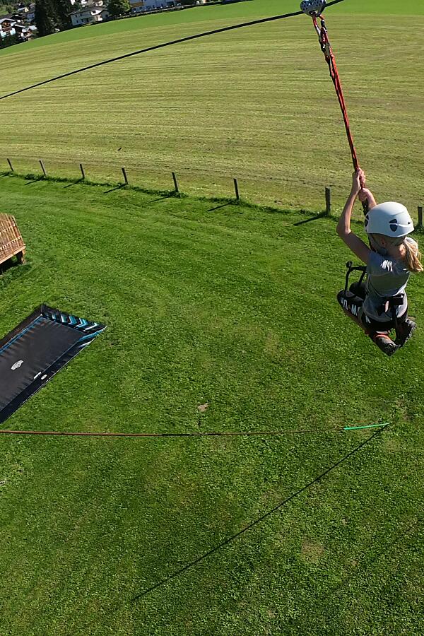 Flying Fox over the Almlust high ropes course