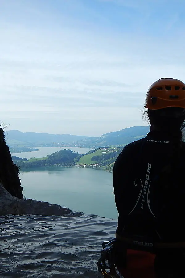 [Translate to English:] Canyoning mit Ausblick